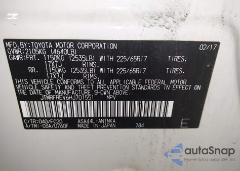 2017 Toyota Rav4 Xle from USA, damaged, VIN JTMRFREV6HJ701551